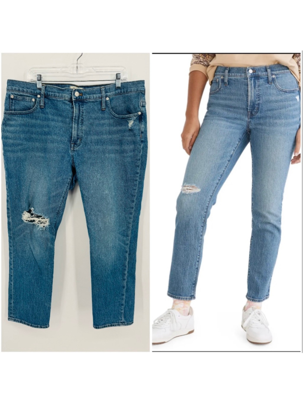 Madewell Mid-Rise Perfect Vintage Straight Leg Jeans Size 33 Blue Distressed